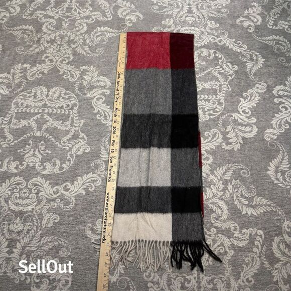 Charter Club Unisex Multicolor Plaid Cashmere Scarf with Tassel Fringe - Picture 3 of 7